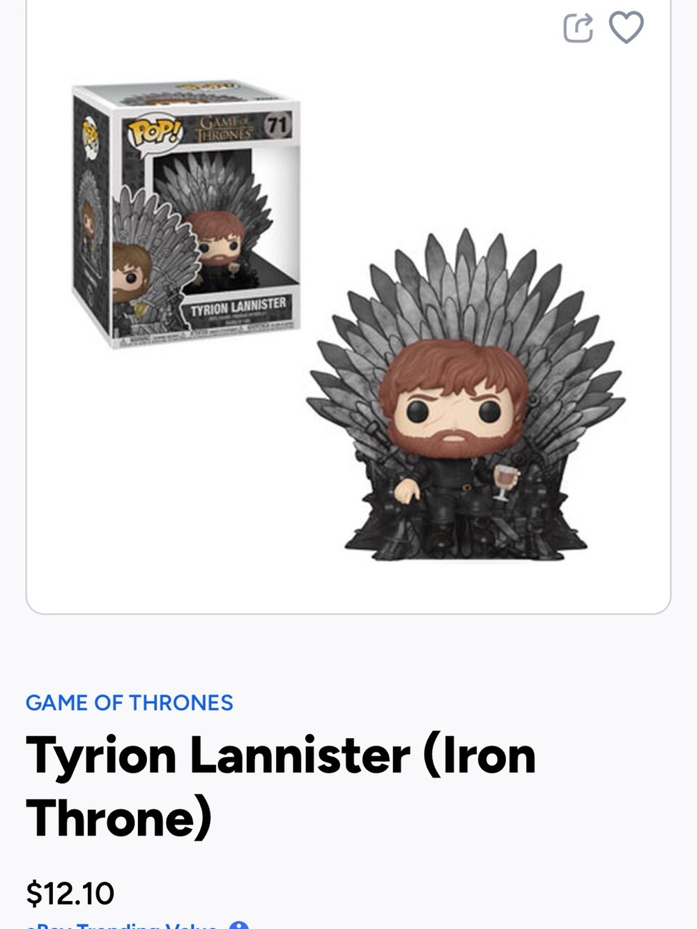 Funko Pop! Tyrion Lannister on Iron Throne - Black & Brown- 71